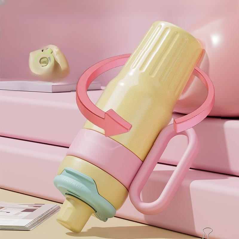 馬卡龍色吸管真空保溫杯