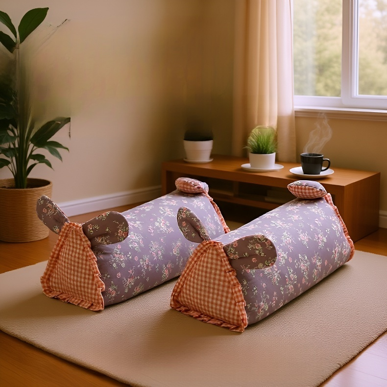 토끼 메밀 베개 이중 전원풍 목 보호 베개 순면 화초 수면 보조 메밀 가죽 베개