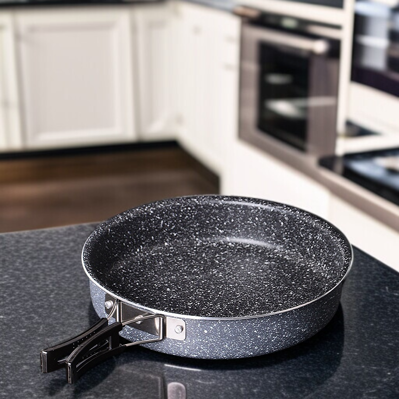 아웃도어 캠핑 라지 접이식 논스틱 후라이팬 맥반석 볶음팬