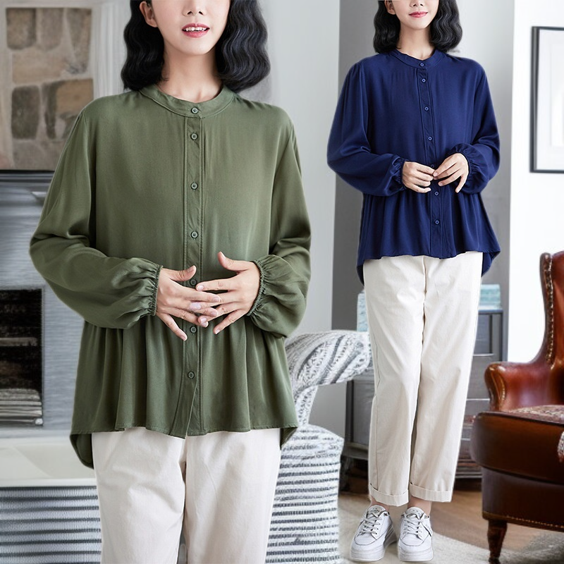 実物大サイズ女性用長袖シャツ 2023秋冬 バルーンスリーブ ぽっちゃりMM体型 韓国風人形長袖シャツ
