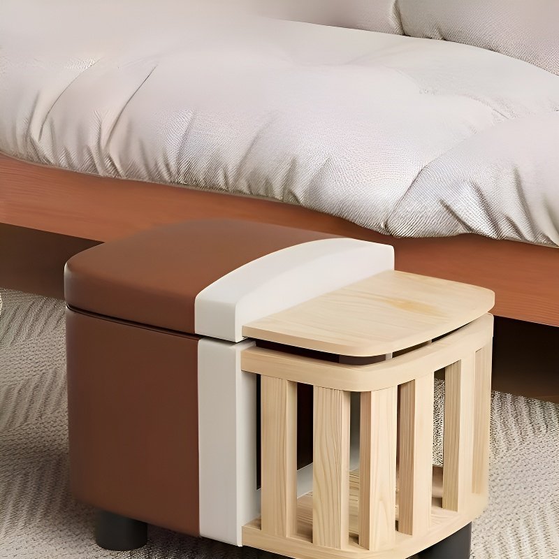 Leather upholstered shoe changing stool