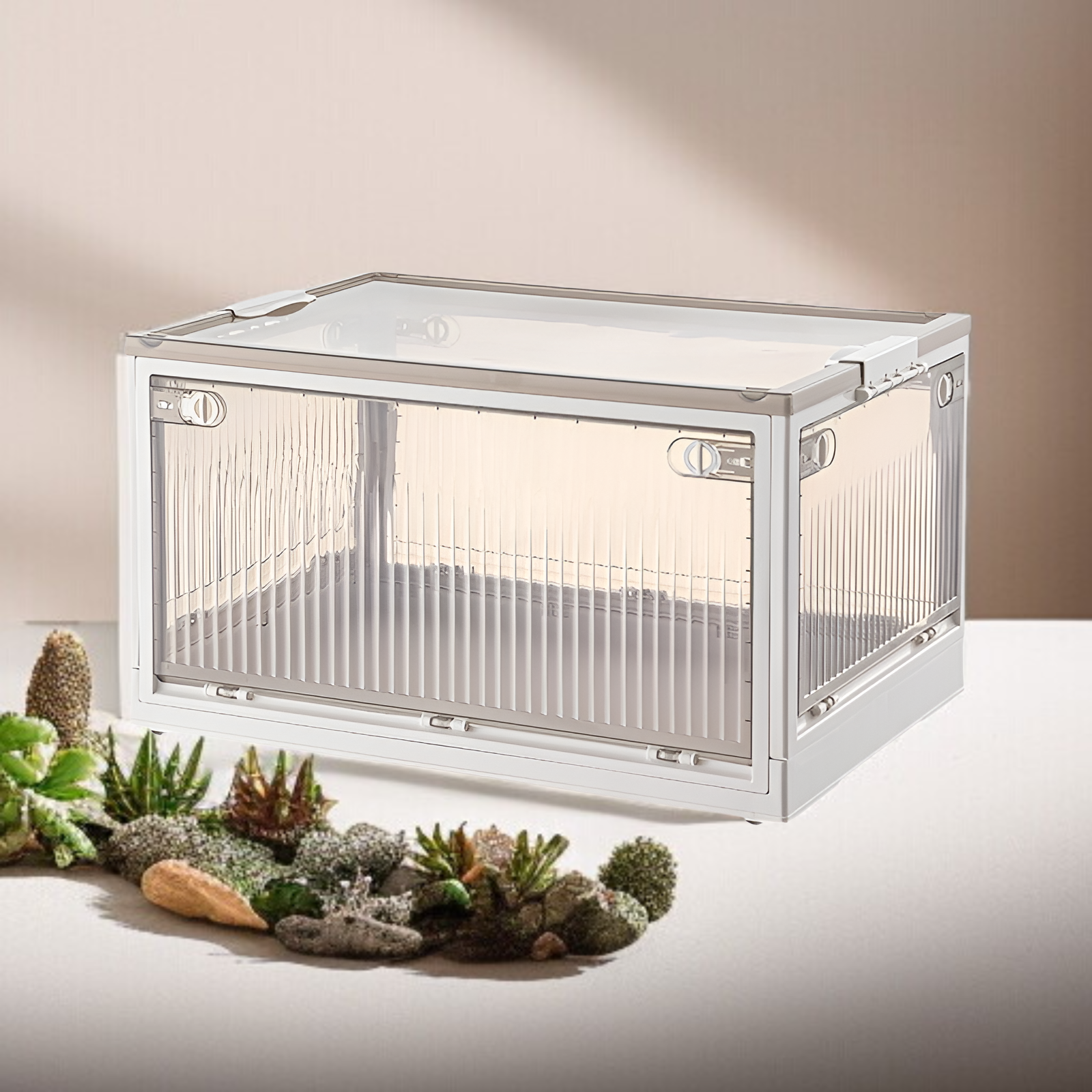 肥厚プラスチック折りたたみワードローブ収納ボックス衣類キルトおもちゃ収納ボックスサイドドア折りたたみ寮収納ボックス