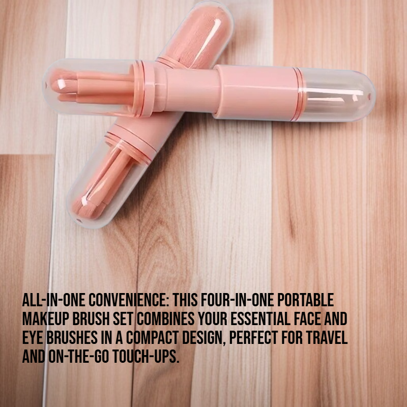 Four in one portable makeup brush set