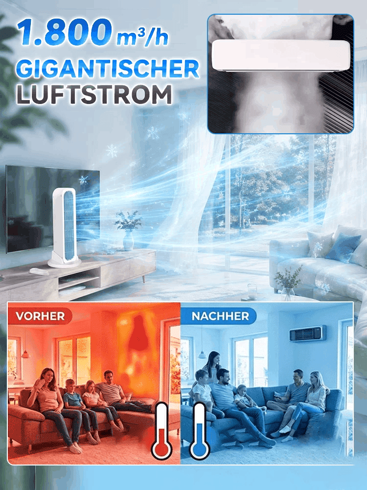 【90S den gesamten Raum abkühlen】Turmventilator stehend und liegend verwendbarer Klimagerät