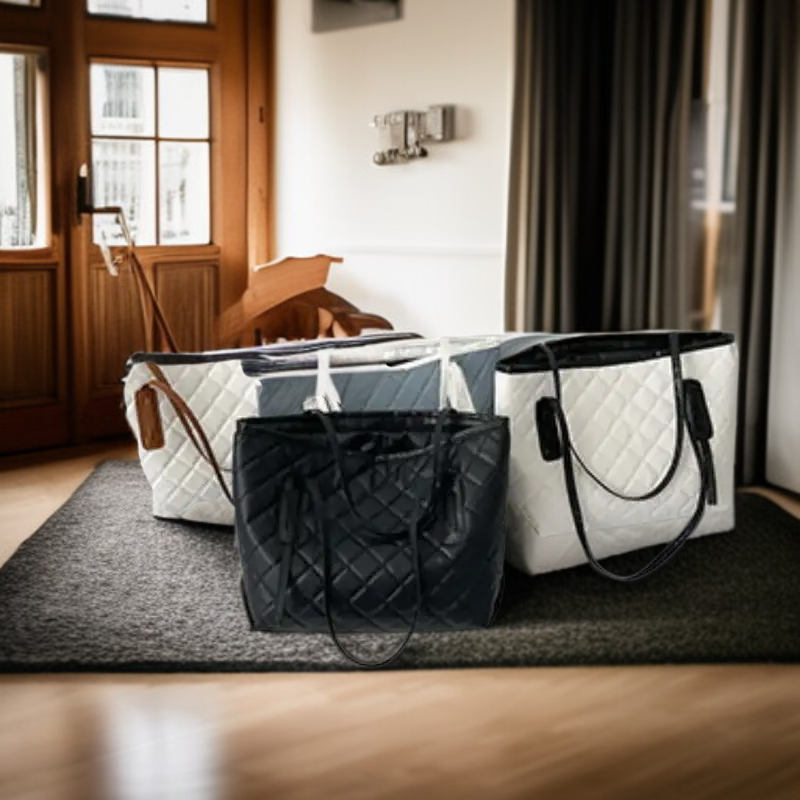 حقيبة يد نسائية بنقشة الألماس كبيرة السعة