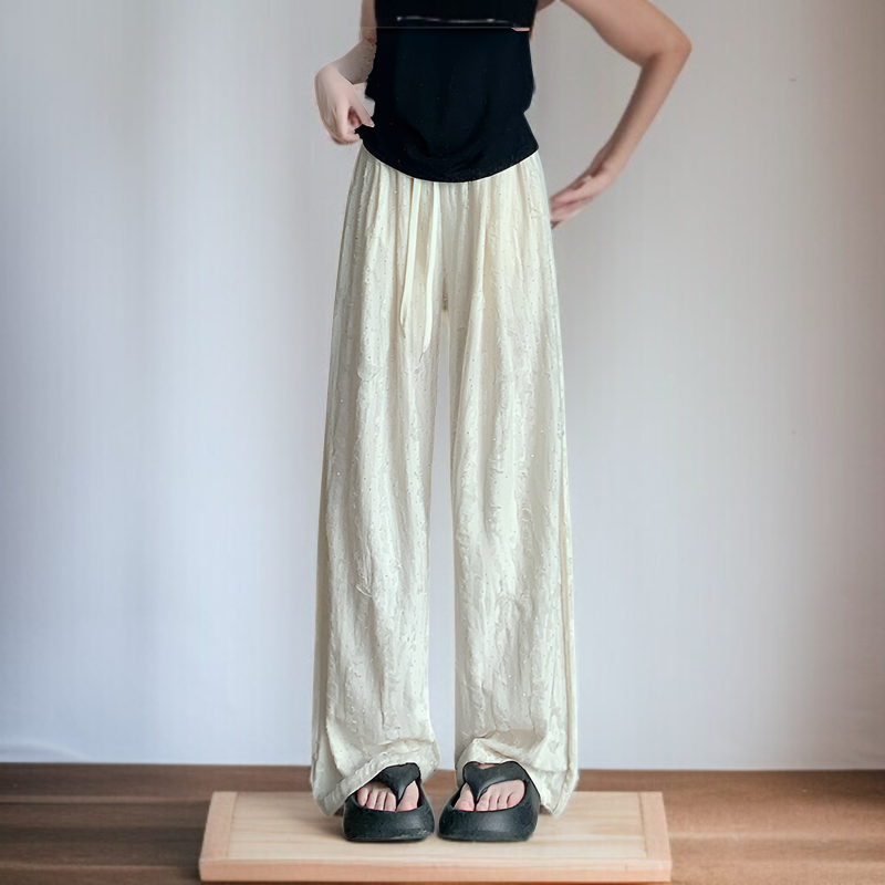 ホワイトバタフライホールヤマモトパンツレディース春秋ハイウエストワイドレッグパンツドレープパンツカジュアルダイヤモンドパンツ小さいサイズホールパンツ夏ワイドレッグパンツ