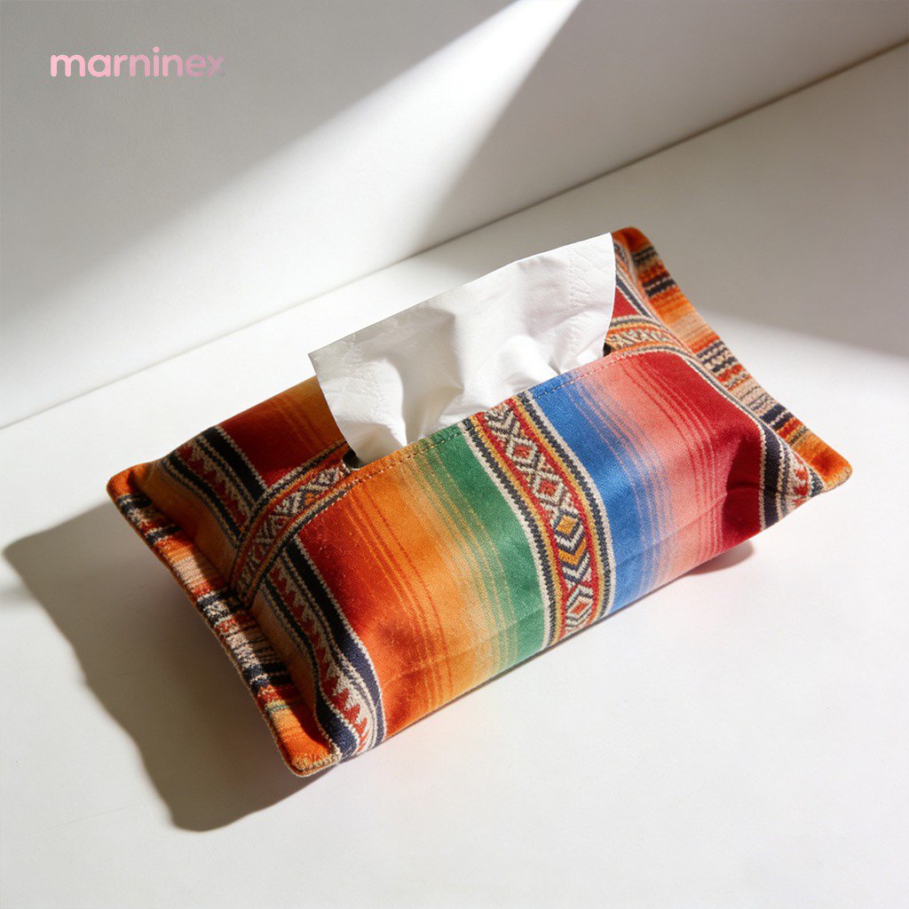 Detalle del tejido de las bolsas de pañuelos minimalistas