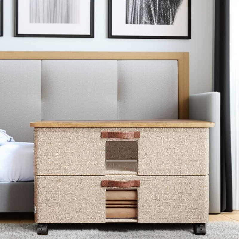 Caja de almacenaje para ropa y mantas, con ruedas, para colocar debajo de la cama