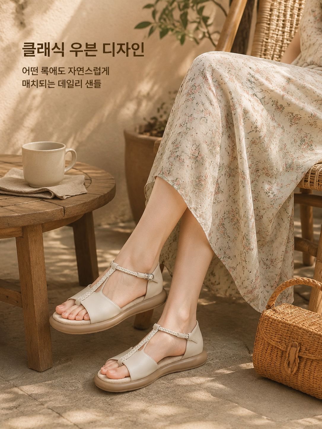 빈티지 우븐 로마 샌들
