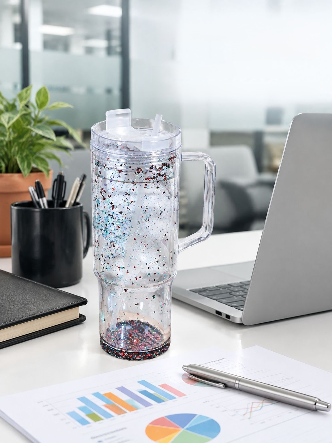 Eco-friendly 40oz Straw Cup with reusable straw and lid