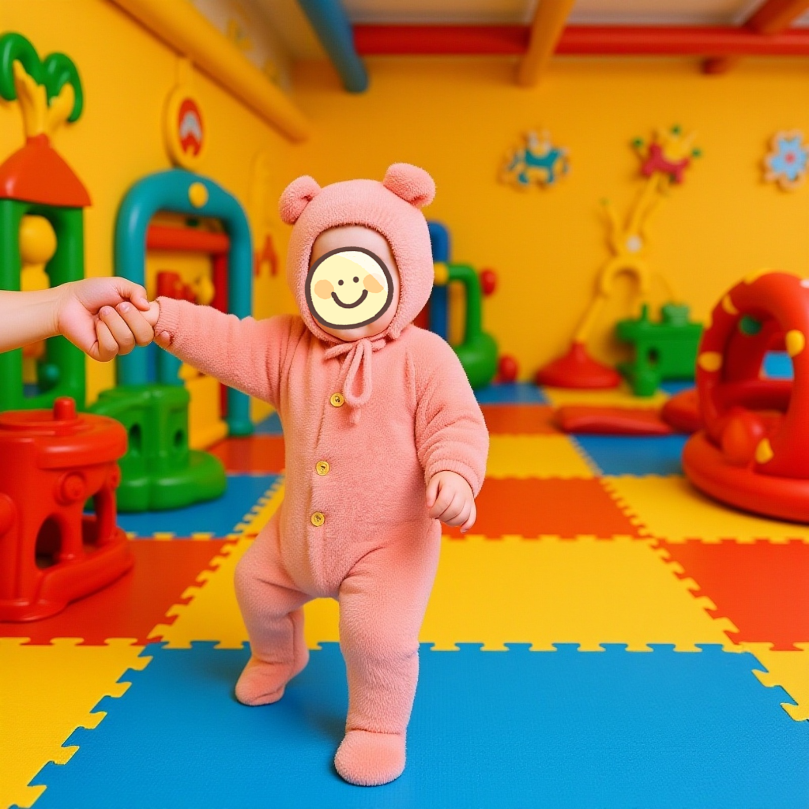 柔らか素材のクマ柄ロンパース詳細