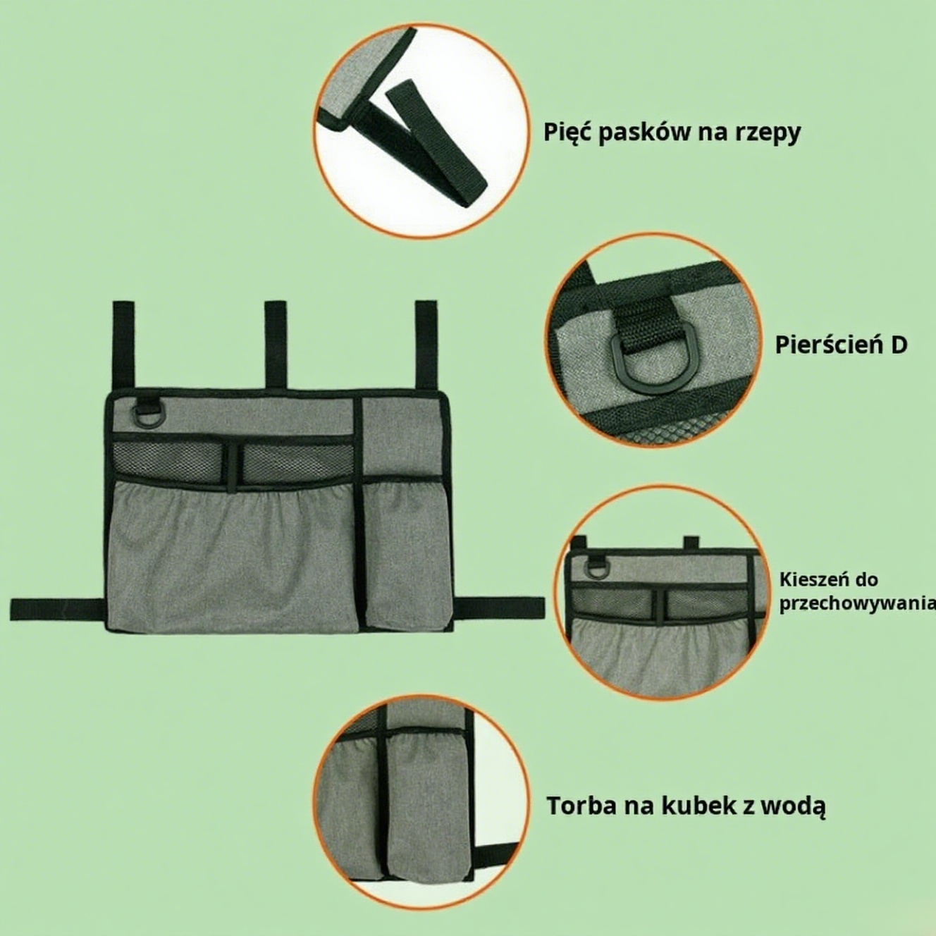 Wisząca torba do przechowywania na wózek lub wózek inwalidzki