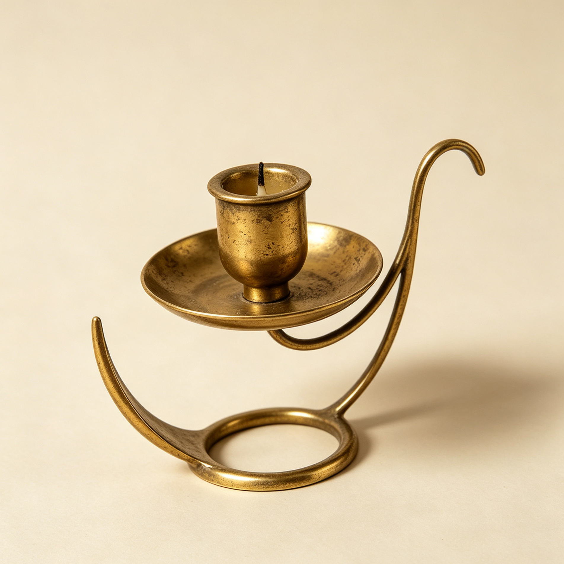 Vintage distressed brass candlesticks (3 pieces)