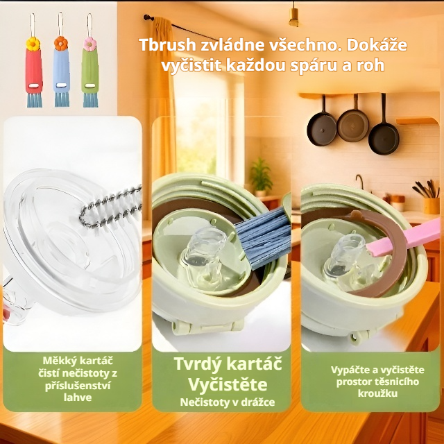  Multifunkční kartáč na poháry ve tvaru květiny 3 v 1