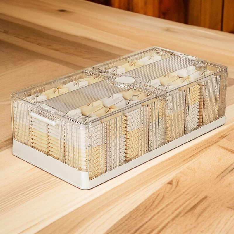 침대 밑에 바퀴가 달린 접이식 서랍형 옷 수납함