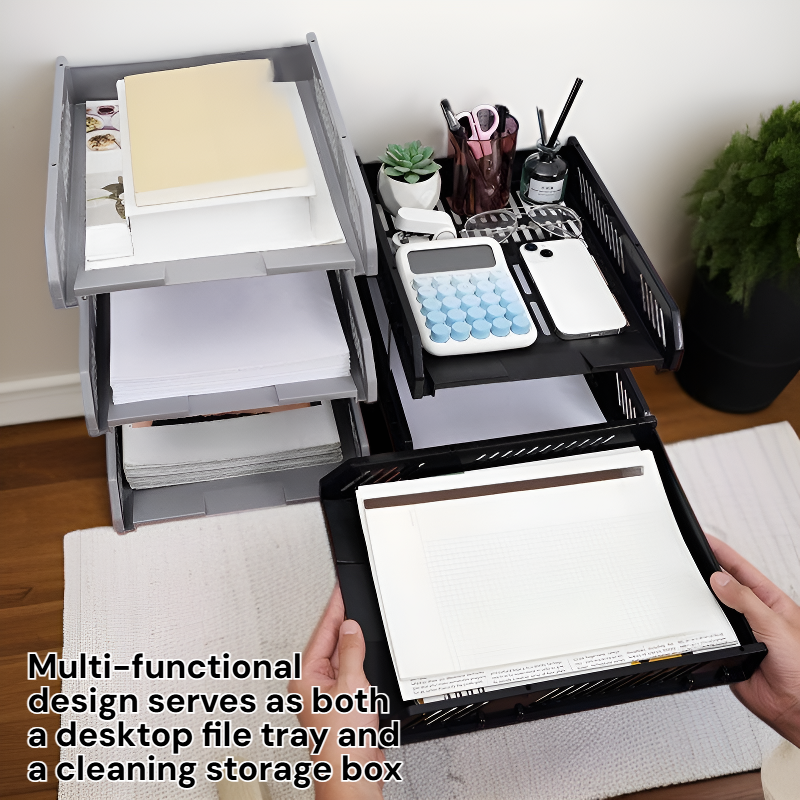 Student File Organizer Rack, Office Desktop File Tray, Cleaning Storage Box