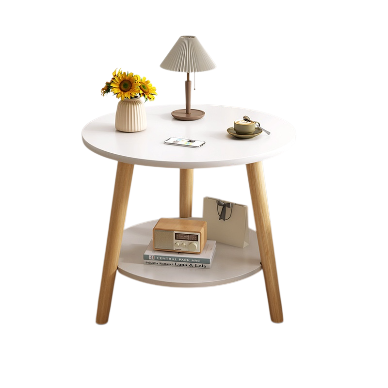 Home Small Bedside Table Modern Style Storage Table with Solid Wood Legs