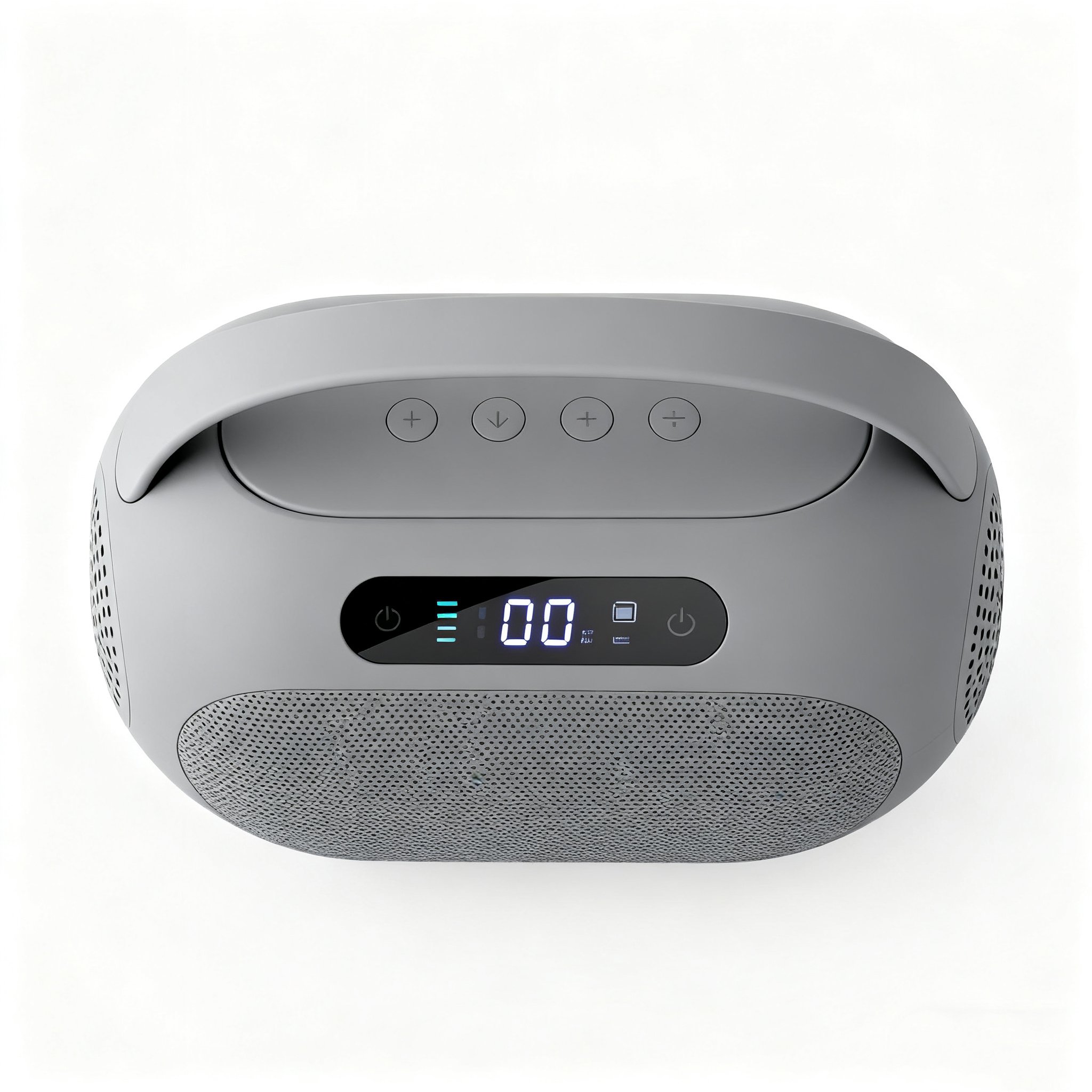 미니멀리즘 디자인의 그레이 스피커 측면