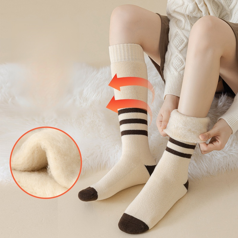 Kašmírové telecí ponožky s fleecovou podšívkou a zesílenou vrstvou