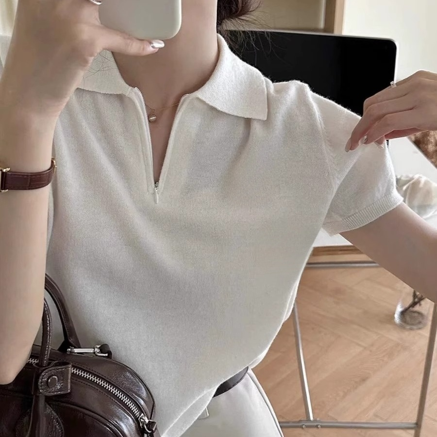 高級感Polo領針織衫女