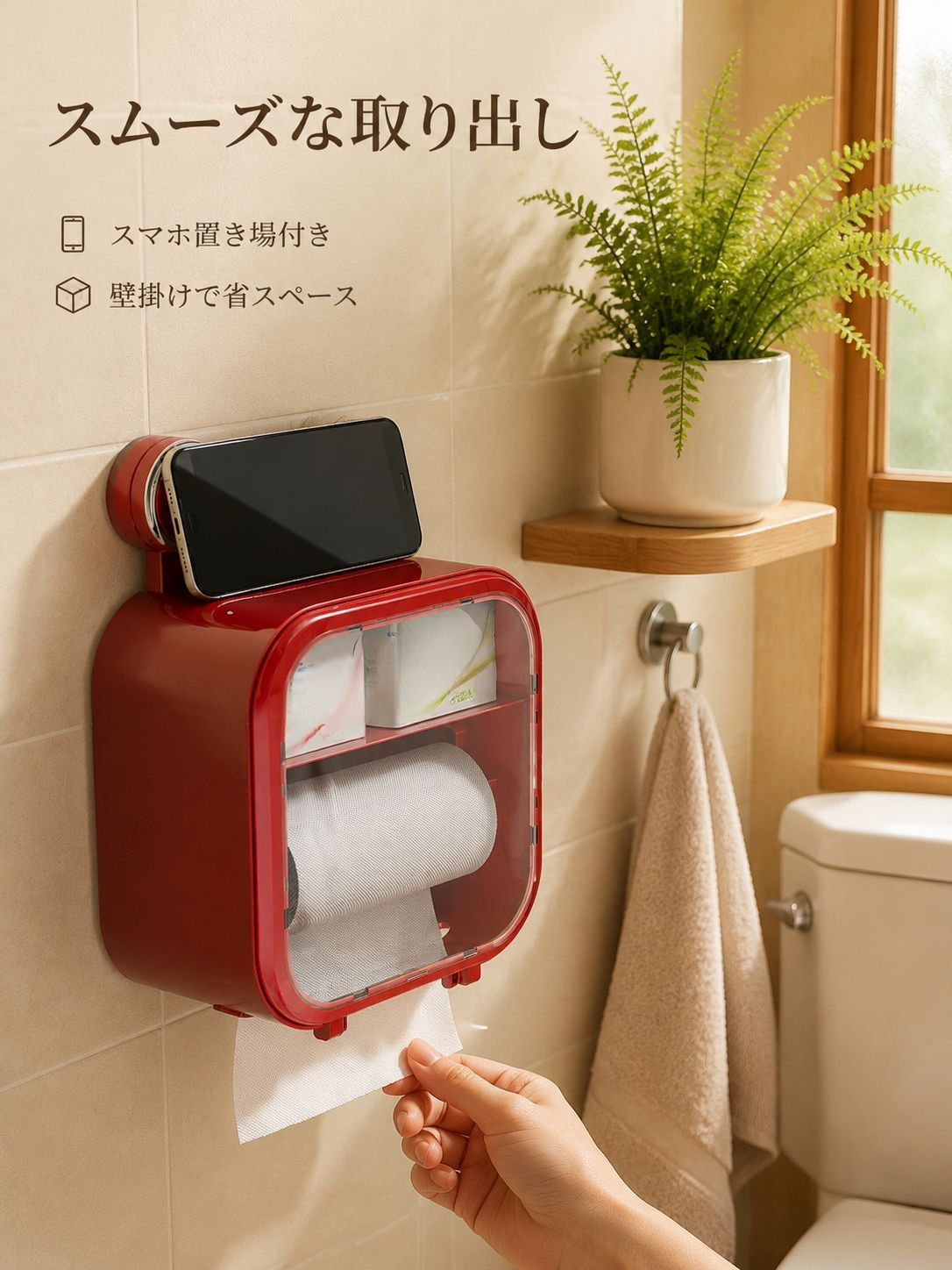 防水吸盤付きティッシュボックス