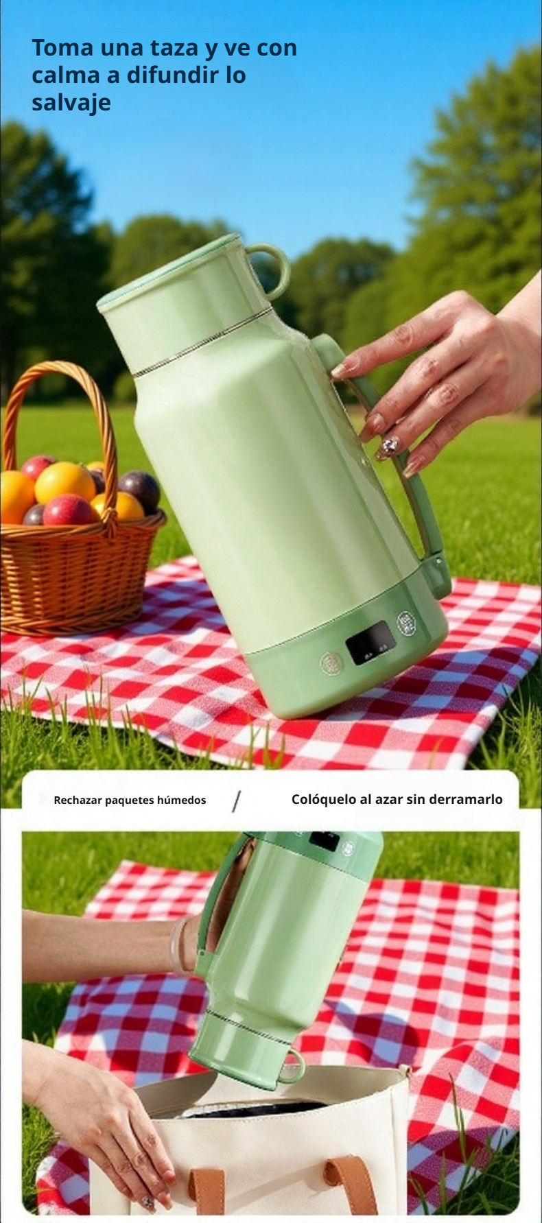 Botella hervidora portátil ideal para té y café