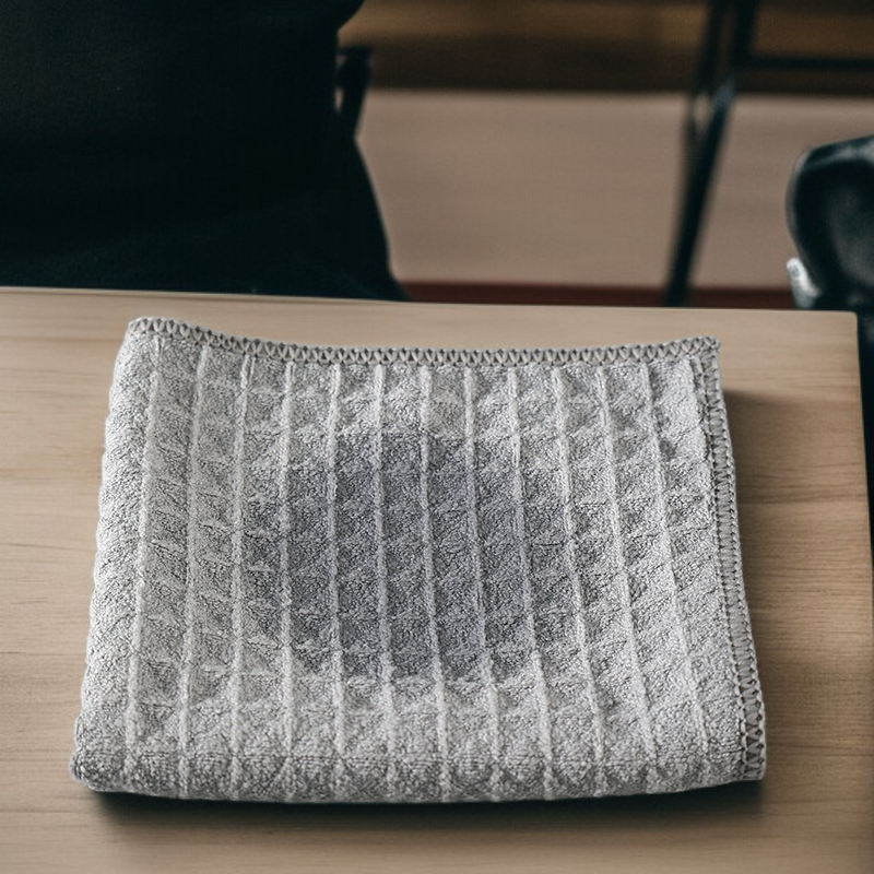 マイクロファイバーキッチンクリーニングクロス、大きくて厚いワッフルクロス、ディッシュクロス、高吸収性、12インチ x 12インチ 4枚パック