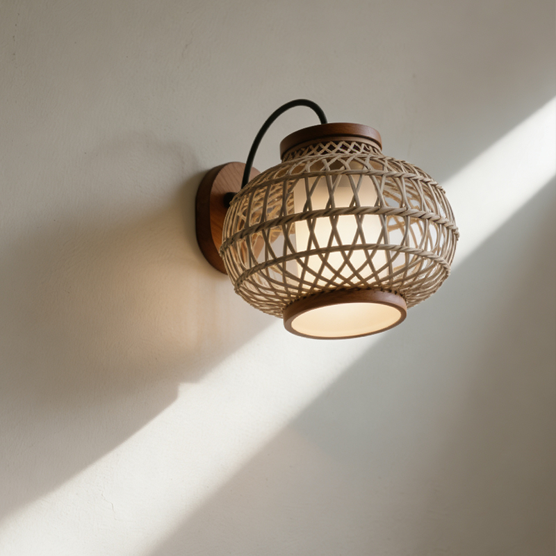  내추럴 라탄 벽램프 3P