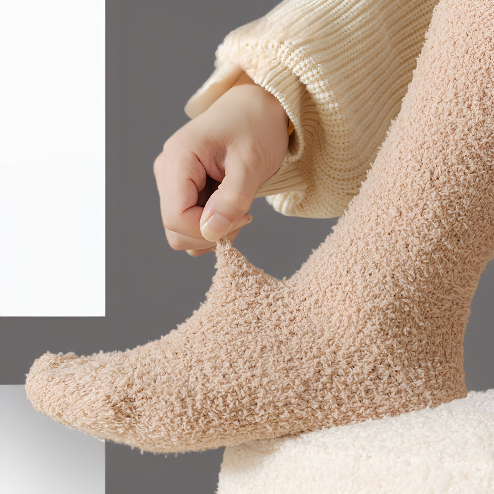 女士珊瑚絨保暖小腿長襪