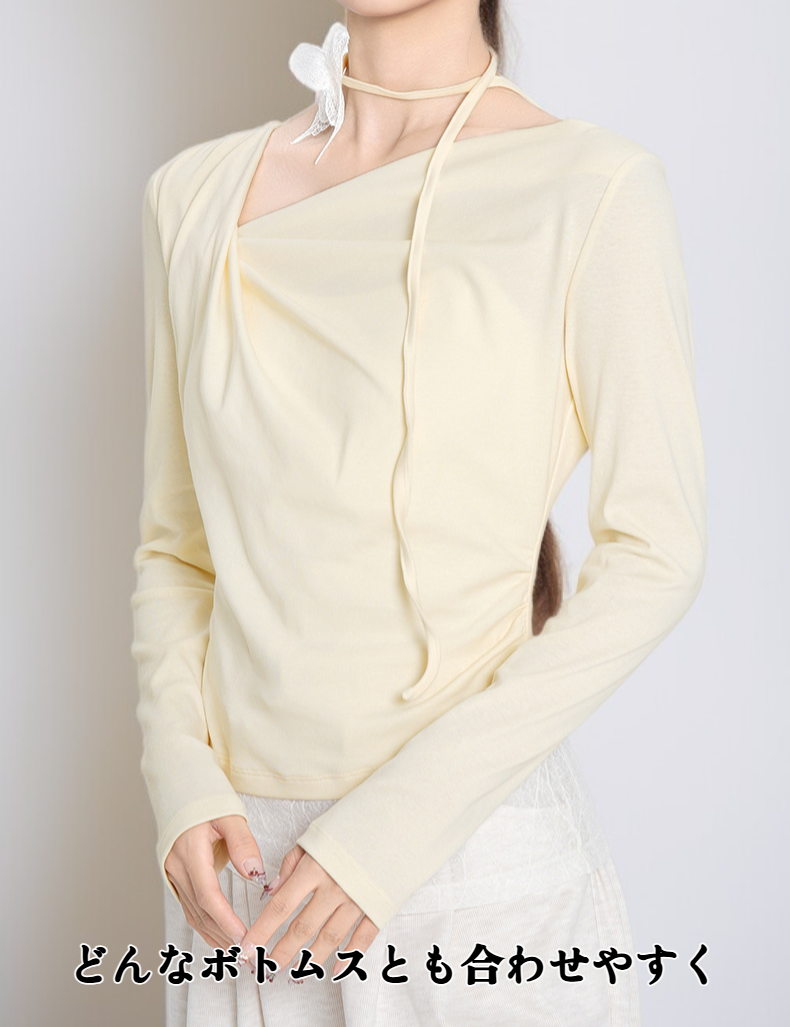 レディース不規則デザイントップス着用イメージ