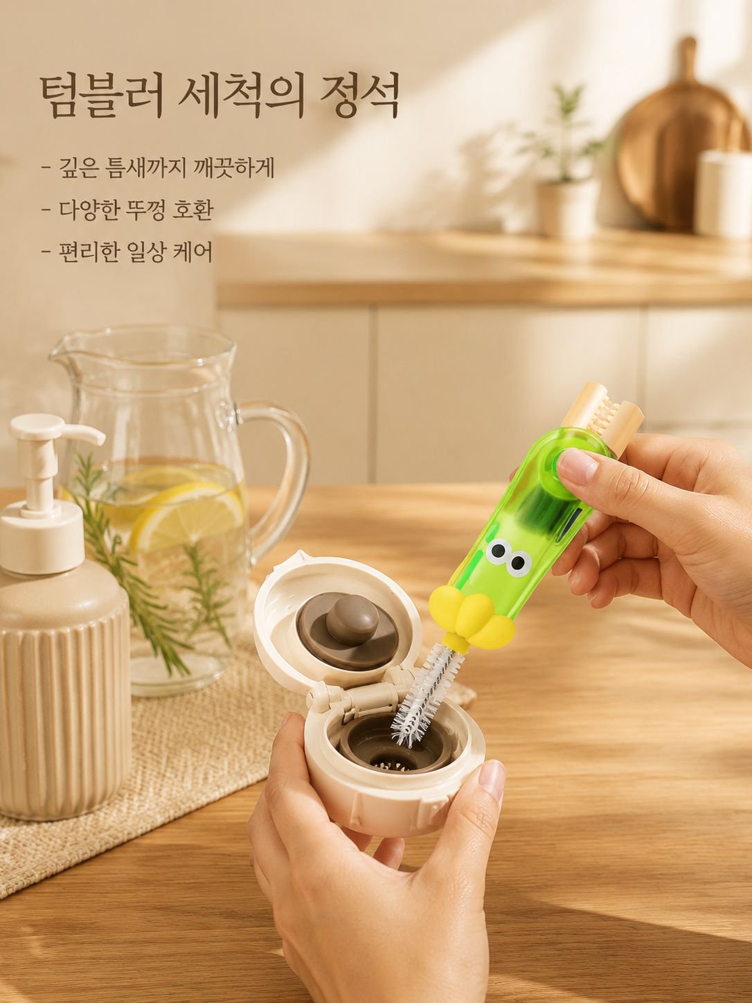 다기능 가지 컵뚜껑 청소 브러시