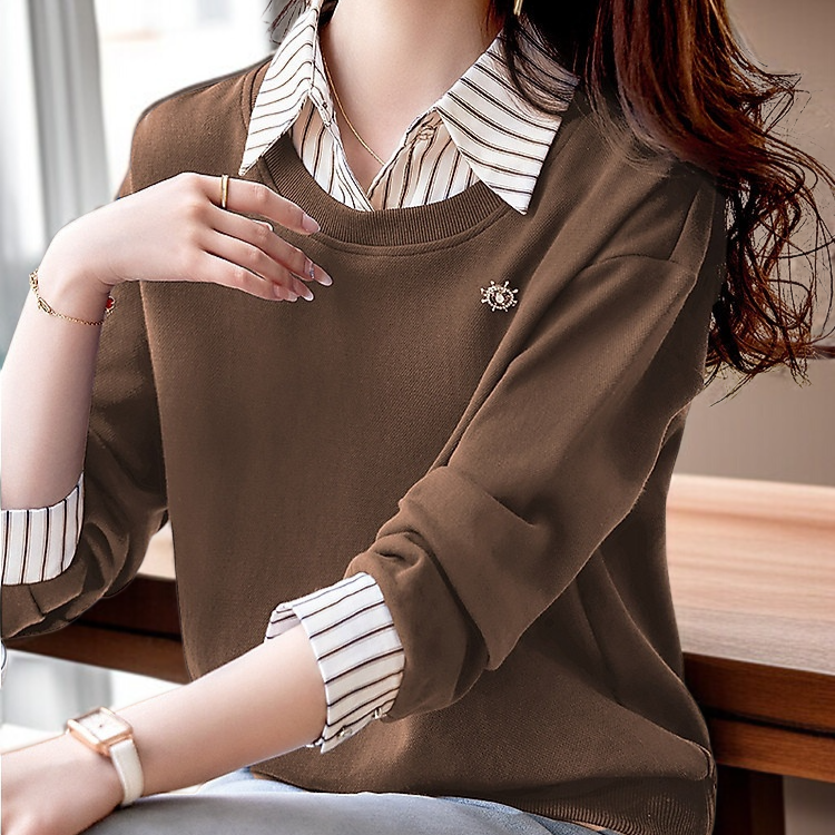 기모 도톰 캐주얼 맨투맨 겨울 신상 모던한 디자인 패치 스트라이프 어디에나 잘 어울리는 날씬한 여성 맨투맨