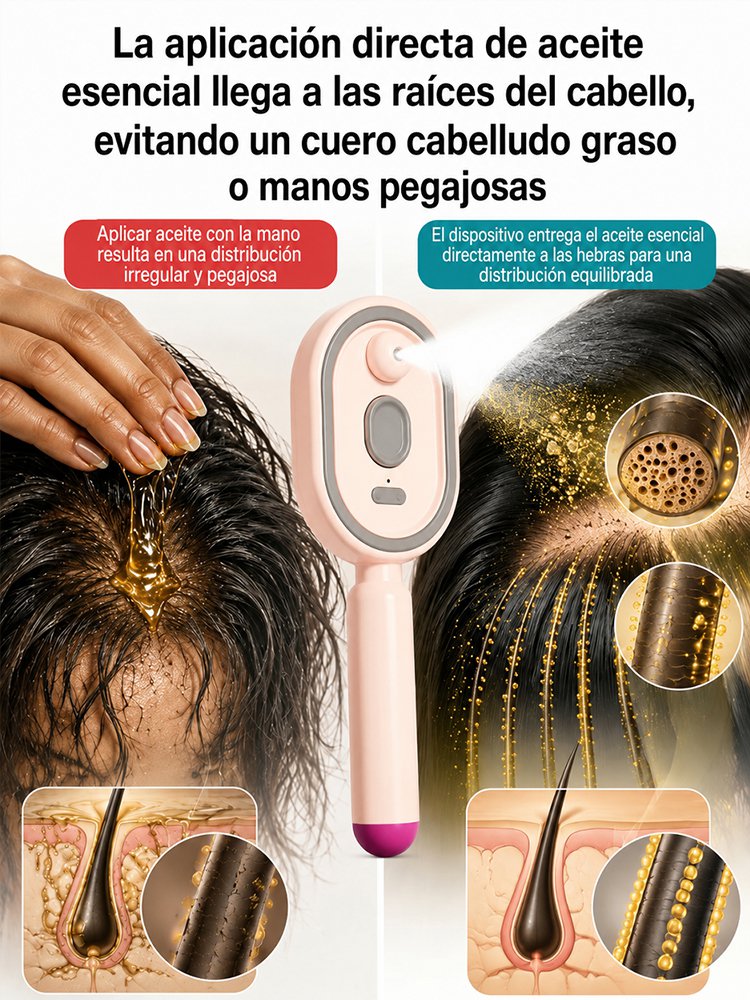 ¡Peine multifuncional con aceite esencial de luz roja!