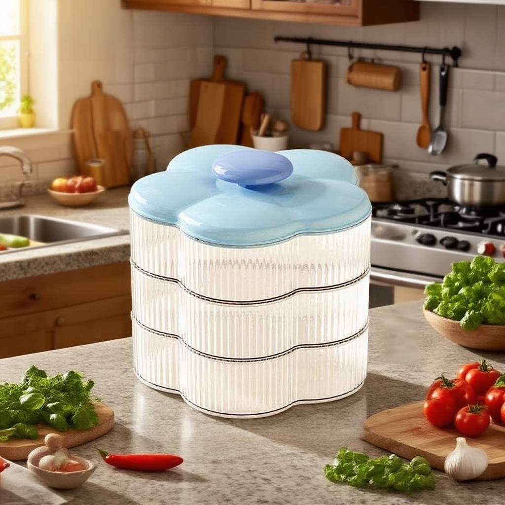 꽃잎 모양 다층 수납 건과함