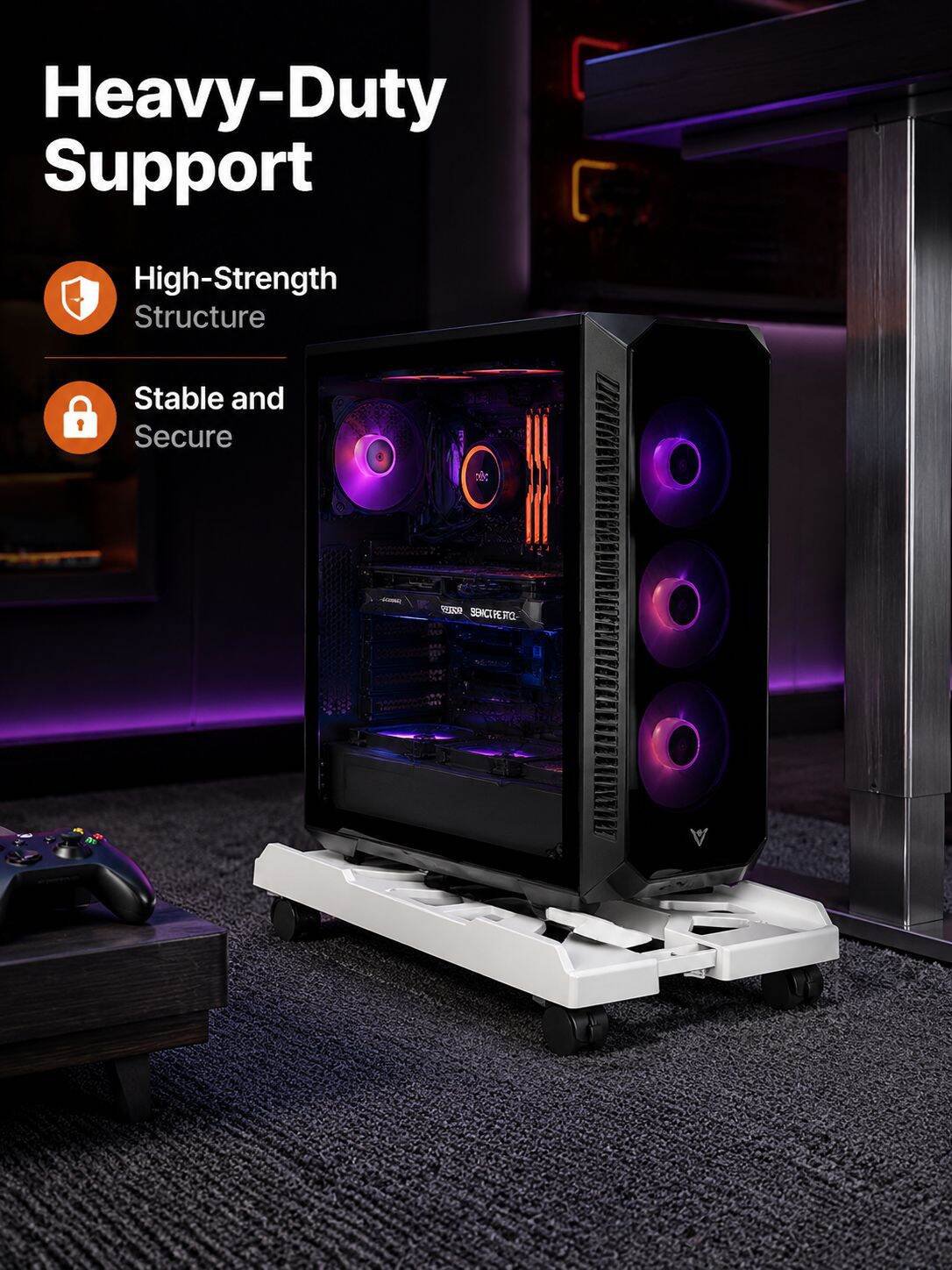 Computer Tower Stand Movable Base Adjustable Plastic Cooling Bracket