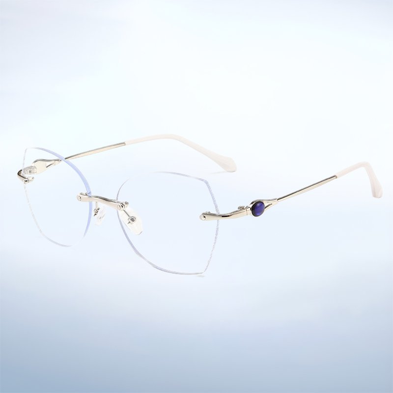 Gafas de lectura para mujer con montura biselada y sin marco
