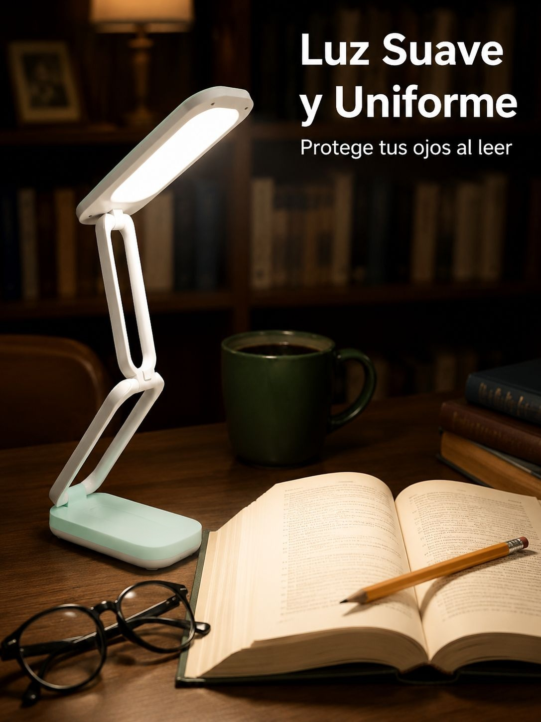 Lámpara de lectura plegable solar con protección para los ojos