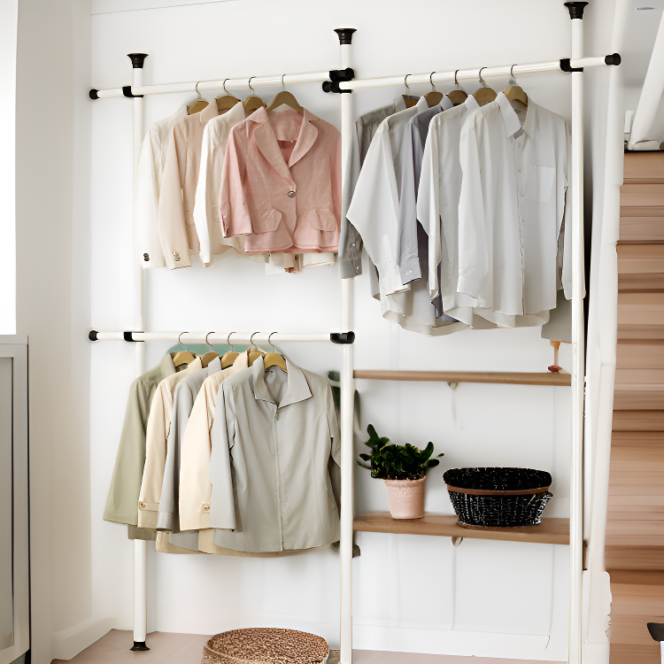 Multifunctional clothes hanger, simple floor-standing folding clothes and hat rack