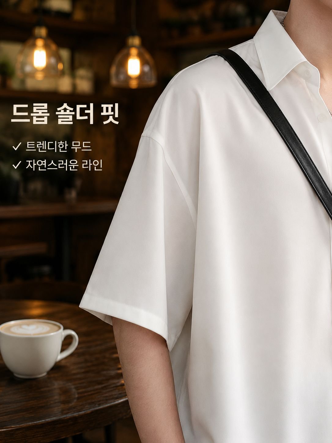 남자 여름 반팔 드롭 캐주얼 루즈핏 셔츠