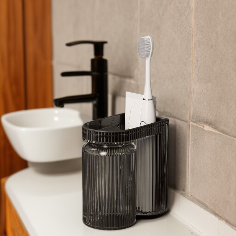 Wall-mounted toothbrush holder with mouthwash cup for electric toothbrush
