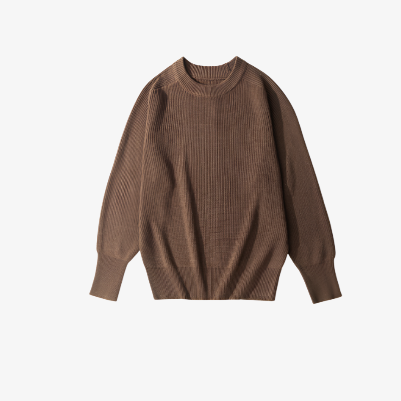 ラグランスリーブのプルオーバーウールセーター、暖かくて厚手、無地、長袖ニットセーター。