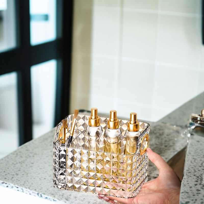 화장품 수납 다이아몬드 거울 박스 립스틱 정리함 욕실 데스크 정리함