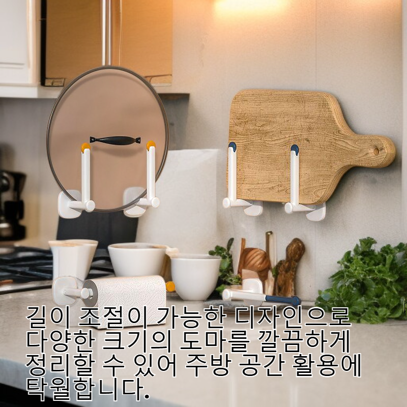 길이 조절이 가능한 무흔적 부착 도마 거치대