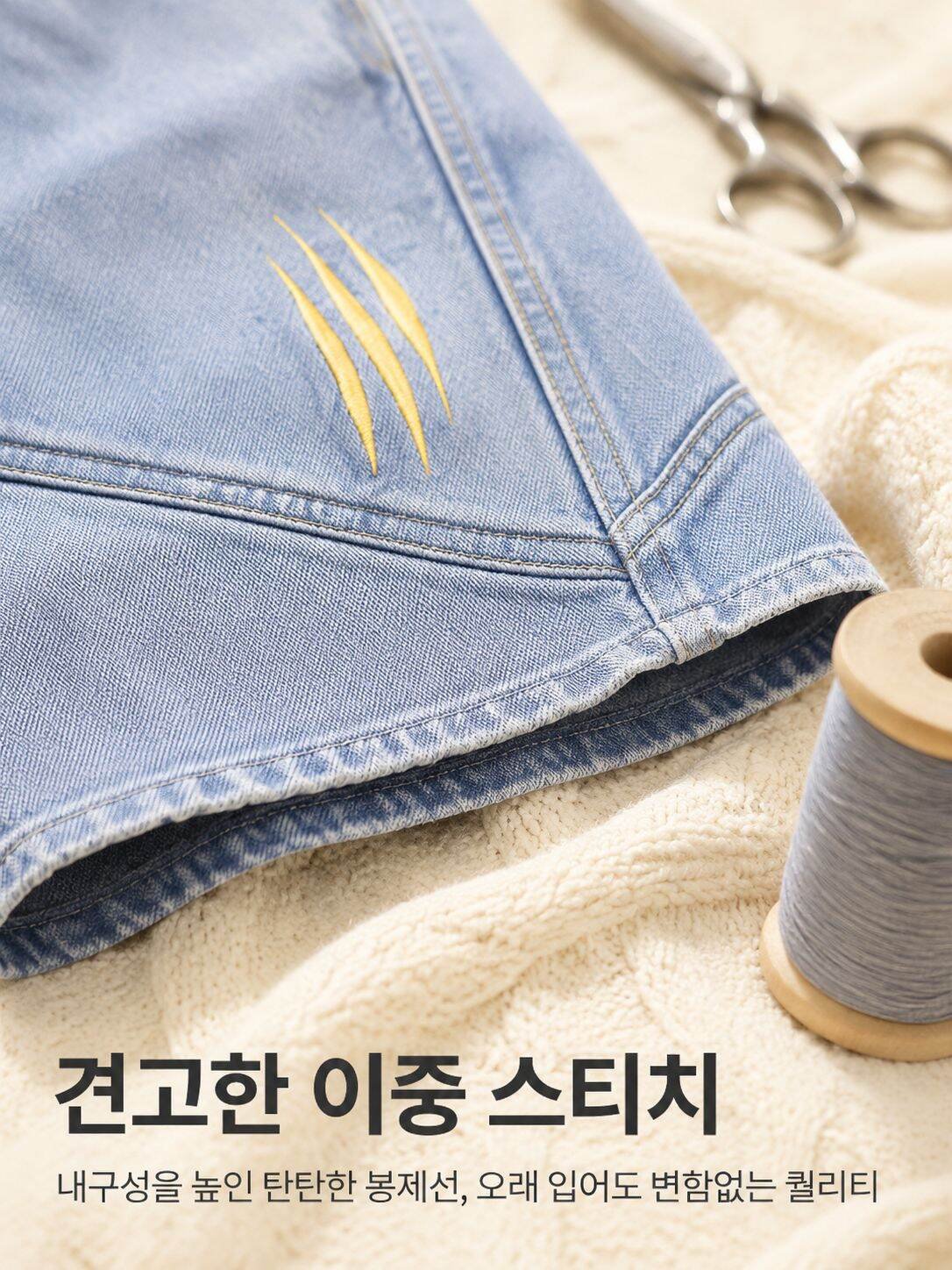 밴딩 허리의 편안한 남성 데님 반바지