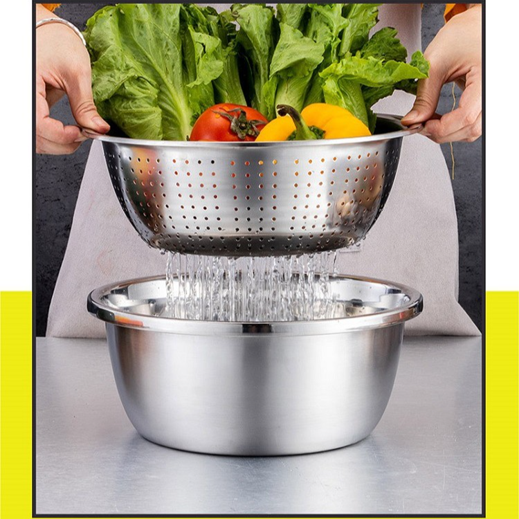 Stainless steel grater bowl three-piece set
