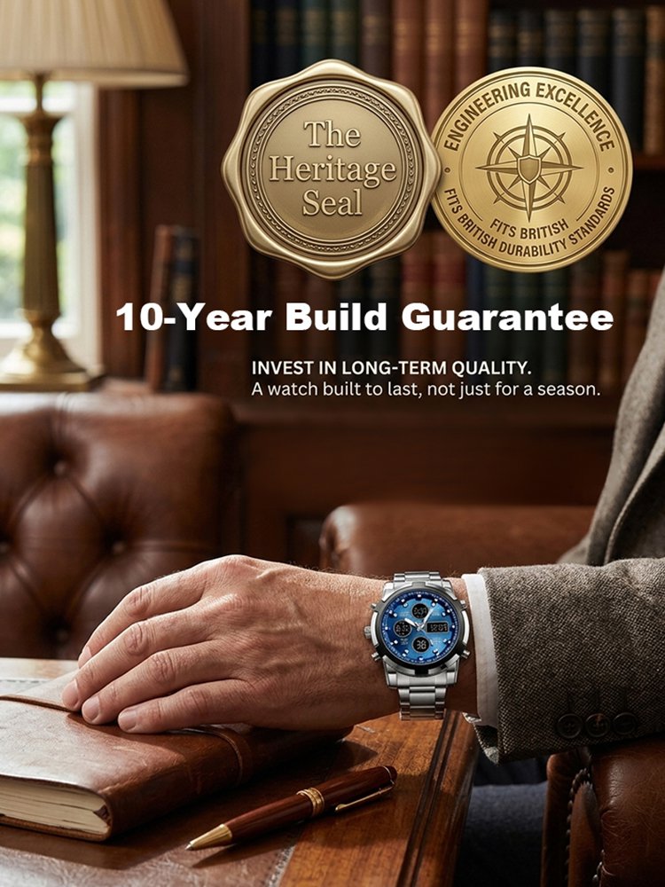 British Precision Triple Time Display Men's Watch