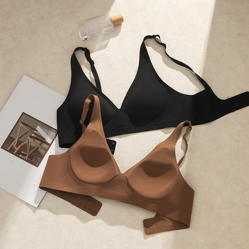 Seamless Gathered Breathable Comfortable Deep V Jelly Strip Anti-Sag Bra