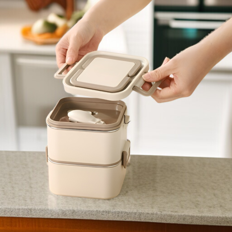 스테인리스 스틸 도시락 상자 휴대용 식품 보관 용기 칸막이 도시락 상자 전자레인지용 학생 도시락 상자 단열 식기류