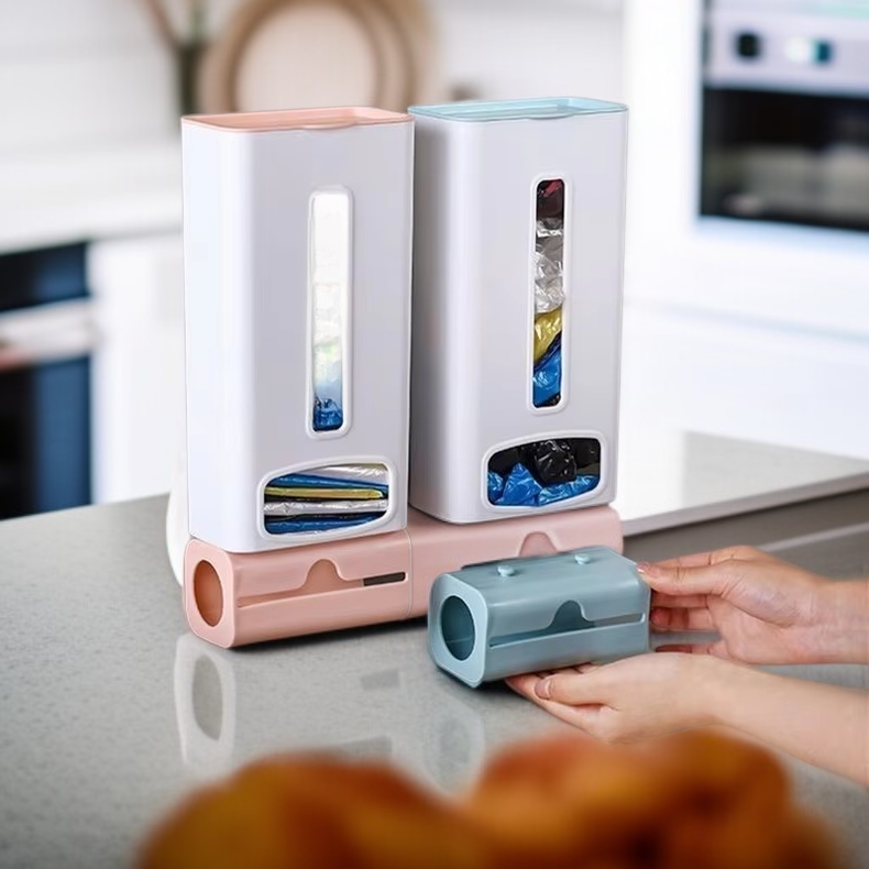 Kitchen Wall-mounted Trash Bag Organizer Plastic Bag Dispenser