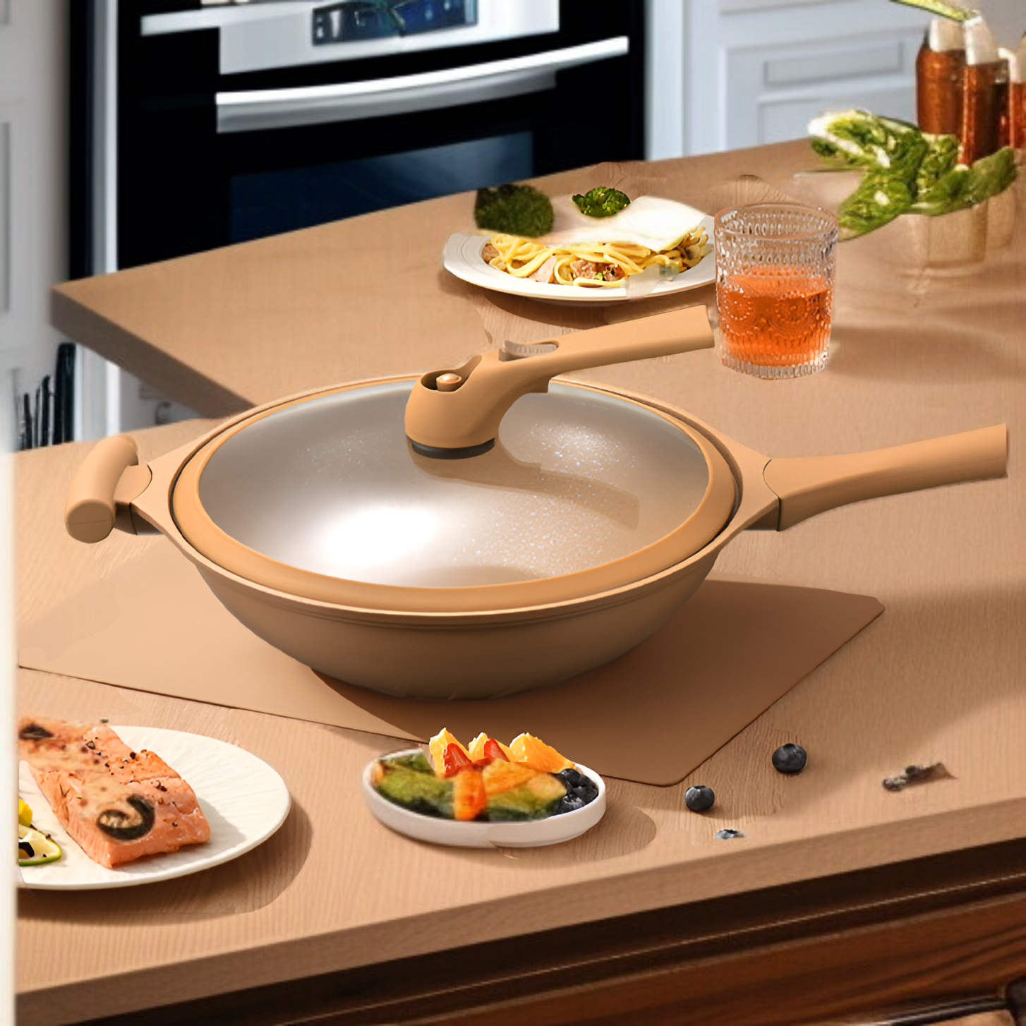 家庭用土鍋ノンスティックポット微圧力フライパン健康ノンスティック揚げ鍋ダイキャスト鍋キッチン調理鍋